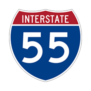 interstate highway 55 sign covering chicagoland area