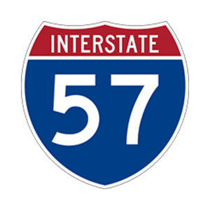 interstate highway 57 sign covering chicagoland area