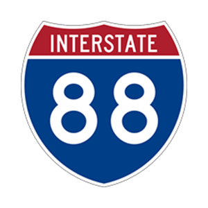interstate highway 88 sign covering chicagoland area
