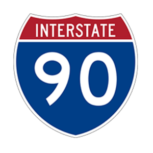 interstate highway 90 sign covering chicagoland area